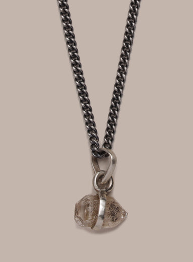 One of a Kind Double point Herkimer Diamond on 925 Oxidized Sterling Chain Jewelry WE ARE ALL SMITH: Men's Jewelry & Clothing.   