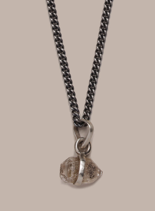 One of a Kind Double point Herkimer Diamond on 925 Oxidized Sterling Chain Jewelry WE ARE ALL SMITH: Men's Jewelry & Clothing.   