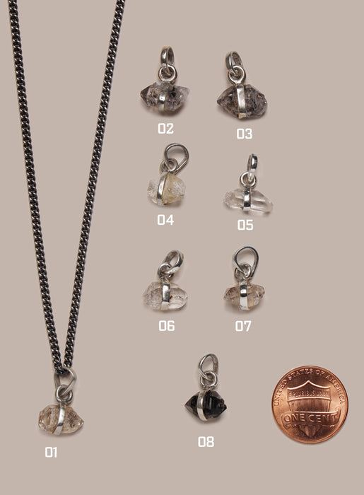 One of a Kind Double point Herkimer Diamond on 925 Oxidized Sterling Chain Jewelry WE ARE ALL SMITH: Men's Jewelry & Clothing.   