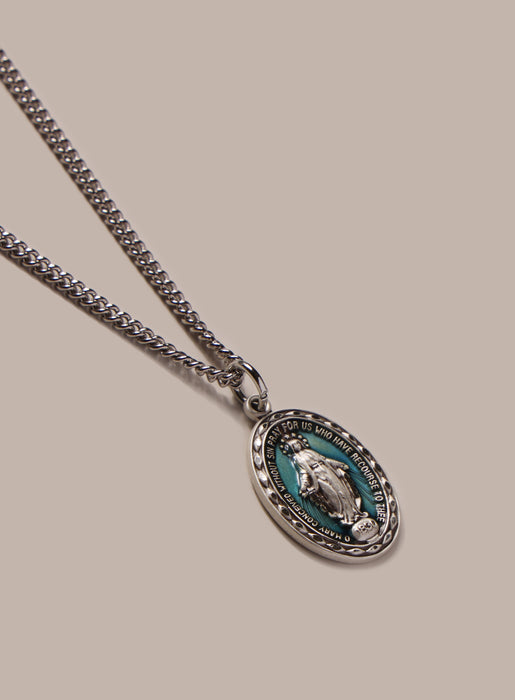 Sterling Silver Enamel Miraculous Medal Oval Pendant for Men Necklace WE ARE ALL SMITH: Men's Jewelry & Clothing.