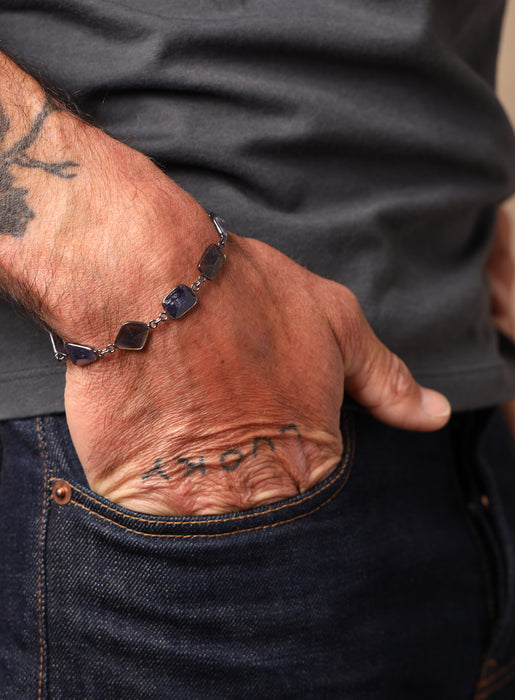 Blue / Purple Iolite Gemstone Bracelet for Man Bracelets WE ARE ALL SMITH: Men's Jewelry & Clothing.   