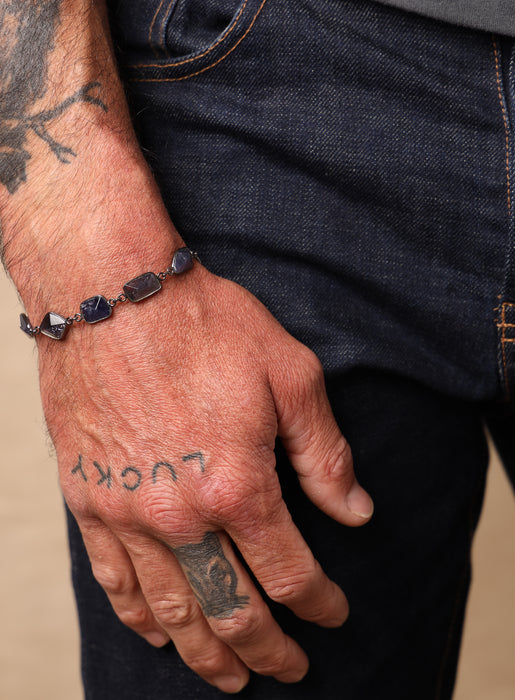 Blue / Purple Iolite Gemstone Bracelet for Man Bracelets WE ARE ALL SMITH: Men's Jewelry & Clothing.   