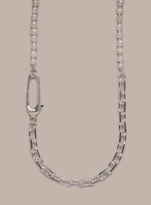925 Sterling Silver Cable Chain Pearl Necklace for Men Necklaces We Are All Smith
