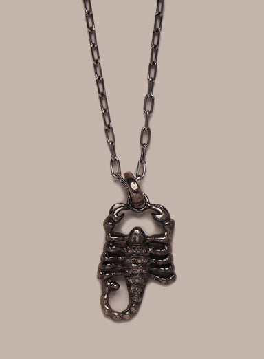Diamond and Sapphire Sterling Silver Scorpion Pendant Necklace for Men Necklaces WE ARE ALL SMITH   
