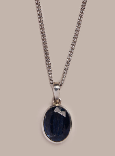 One-of-a-kind Genuine Kyanite Gemstone Oval Necklace for Men Necklace WE ARE ALL SMITH: Men's Jewelry & Clothing.