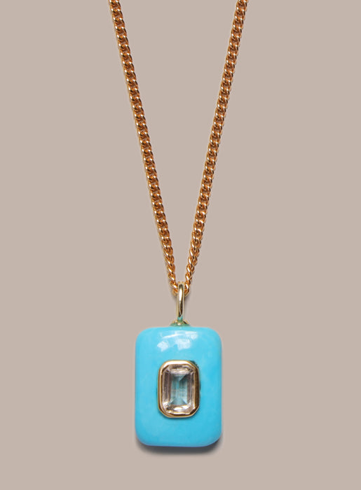 Turquoise Howlite and Topaz Pendant on 14k Gold Filled Curb Chain Necklace WE ARE ALL SMITH: Men's Jewelry & Clothing.