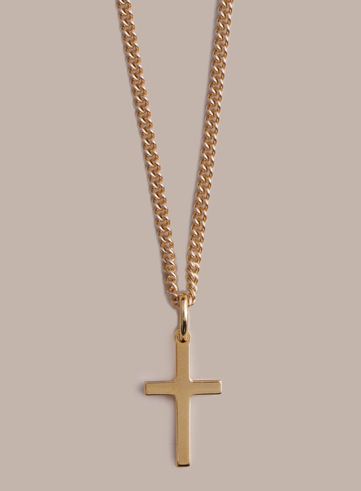 14k Gold Vermeil Small Cross on 14K Gold Filled Curb Chain Necklaces We Are All Smith