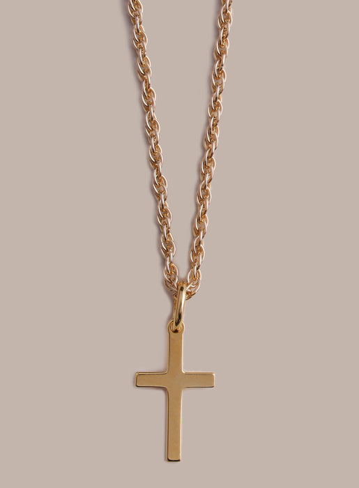 14k Gold Vermeil Small Cross on 14K Gold Filled Rope Chain Necklaces We Are All Smith