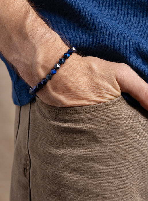 Blue Tiger Eye and Sterling Silver Bracelet for Men Bracelets WE ARE ALL SMITH: Men's Jewelry & Clothing.