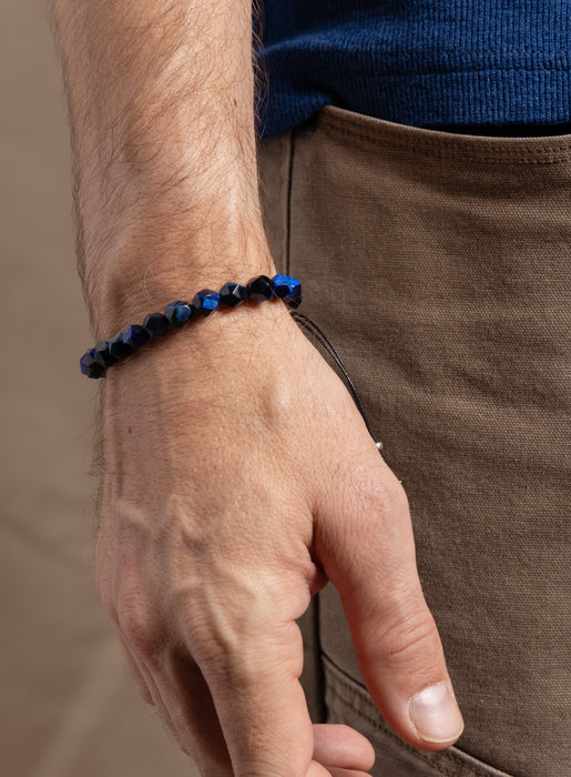 Blue Tiger Eye and Sterling Silver Bracelet for Men Bracelets WE ARE ALL SMITH: Men's Jewelry & Clothing.