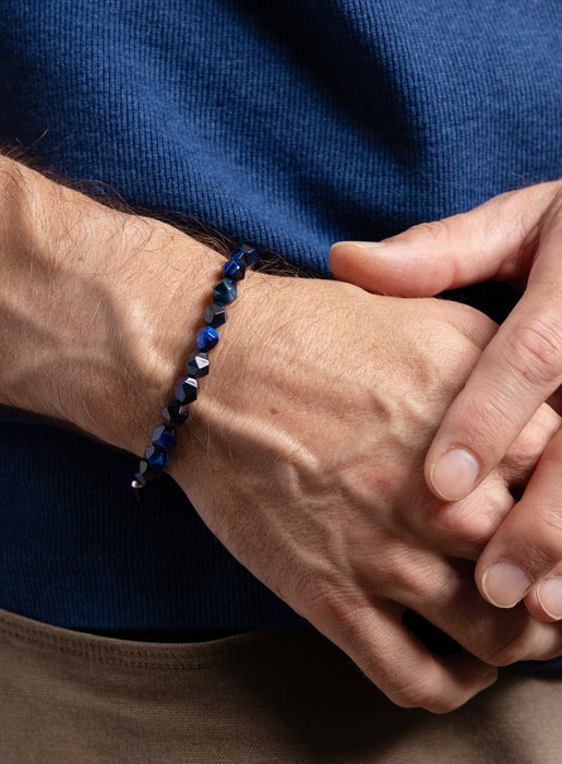 Blue Tiger Eye and Sterling Silver Bracelet for Men Bracelets WE ARE ALL SMITH: Men's Jewelry & Clothing.