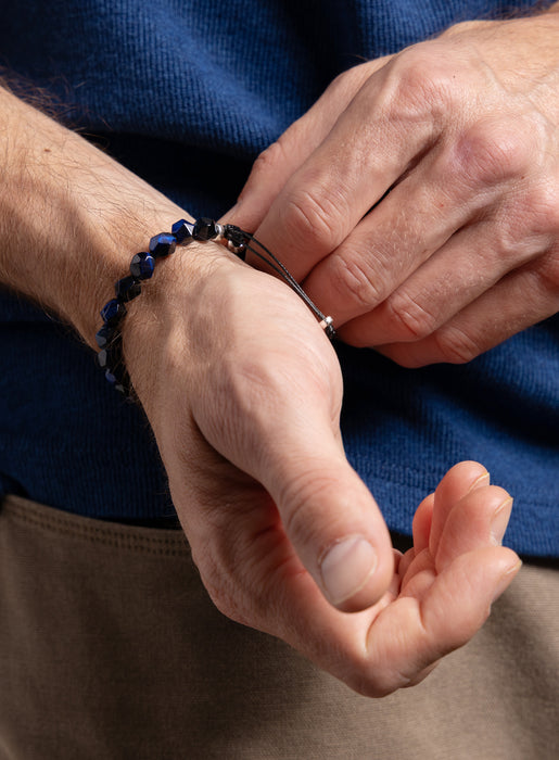 Blue Tiger Eye and Sterling Silver Bracelet for Men Bracelets WE ARE ALL SMITH: Men's Jewelry & Clothing.