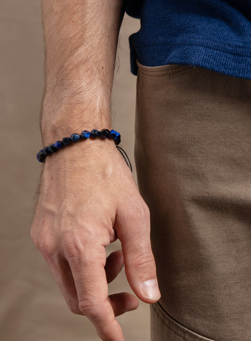 Blue Tiger Eye and Sterling Silver Bracelet for Men Bracelets WE ARE ALL SMITH: Men's Jewelry & Clothing.