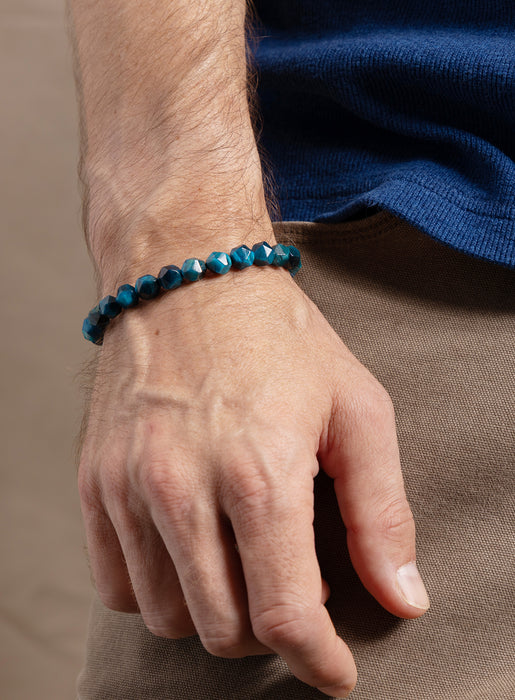 Green-Blue Tiger Eye and Sterling Silver Bracelet for Men Bracelets WE ARE ALL SMITH: Men's Jewelry & Clothing.