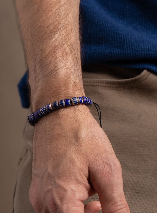 One-of-a-kind Diamond + African Blue Chevron Bead Bracelet Bracelets WE ARE ALL SMITH: Men's Jewelry & Clothing.