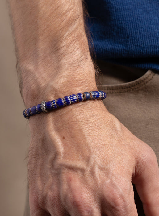 One-of-a-kind Diamond + African Blue Chevron Bead Bracelet Bracelets WE ARE ALL SMITH: Men's Jewelry & Clothing.