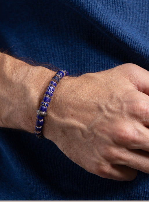 One-of-a-kind Diamond + African Blue Chevron Bead Bracelet Bracelets WE ARE ALL SMITH: Men's Jewelry & Clothing.