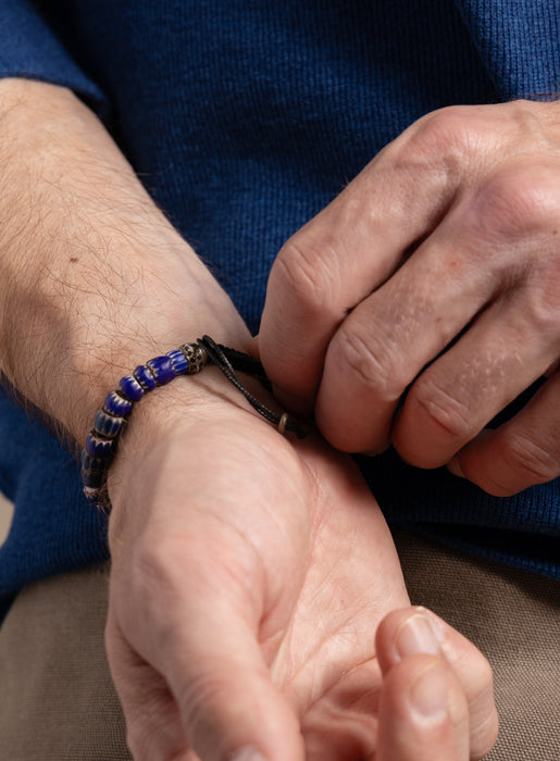 One-of-a-kind Diamond + African Blue Chevron Bead Bracelet Bracelets WE ARE ALL SMITH: Men's Jewelry & Clothing.