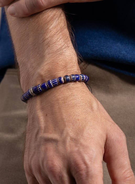 One-of-a-kind Diamond + African Blue Chevron Bead Bracelet Bracelets WE ARE ALL SMITH: Men's Jewelry & Clothing.