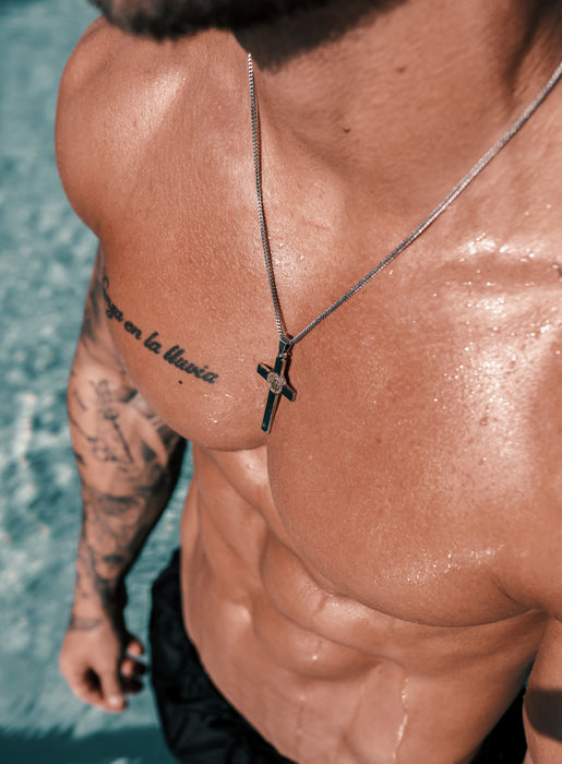 Waterproof Mens St. Benedict Cross Necklace Necklaces WE ARE ALL SMITH: Men's Jewelry & Clothing.   