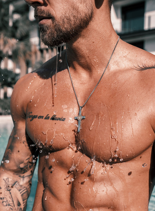 Waterproof Mens St. Benedict Cross Necklace Necklaces WE ARE ALL SMITH: Men's Jewelry & Clothing.   