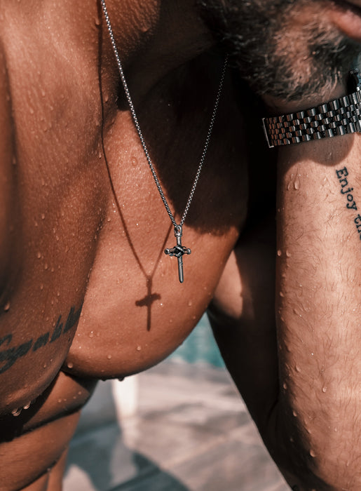 Waterproof Men's Nail Cross Necklace Necklaces WE ARE ALL SMITH: Men's Jewelry & Clothing.   