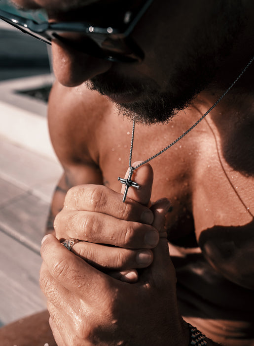 Waterproof Men's Nail Cross Necklace Necklaces WE ARE ALL SMITH: Men's Jewelry & Clothing.   