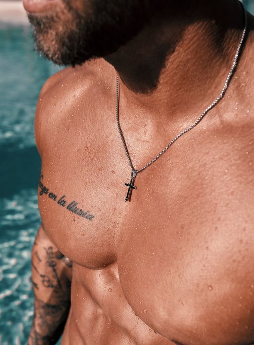Waterproof Men's Medium Cross Necklace Necklaces WE ARE ALL SMITH: Men's Jewelry & Clothing.   