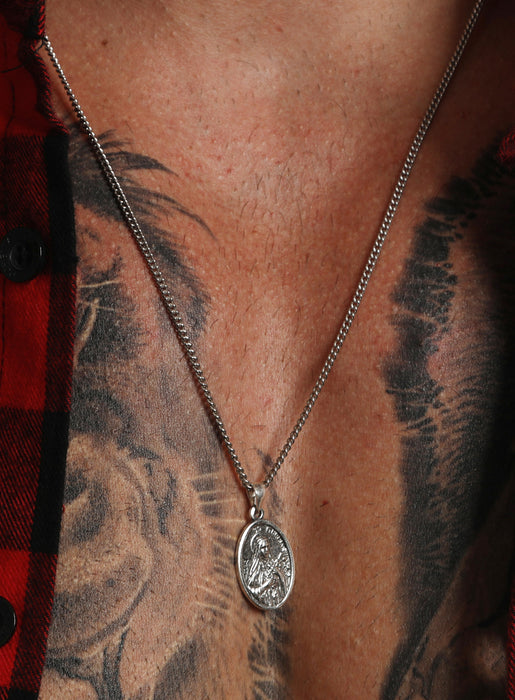 St. Therese Sterling Silver Medal Necklace for Men Necklaces WE ARE ALL SMITH   