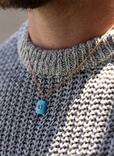 Turquoise Howlite and Topaz Pendant on 14k Gold Filled Curb Chain Necklace WE ARE ALL SMITH: Men's Jewelry & Clothing.