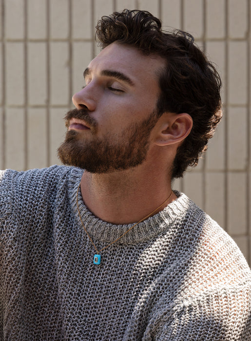 Turquoise Howlite and Topaz Pendant on 14k Gold Filled Curb Chain Necklace WE ARE ALL SMITH: Men's Jewelry & Clothing.