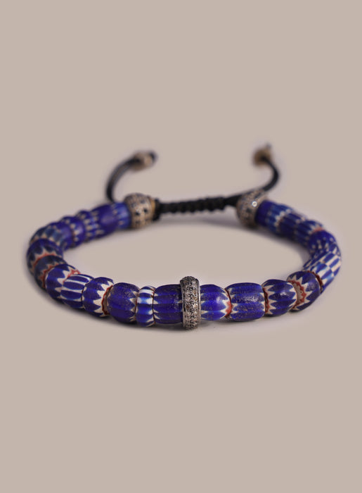 One-of-a-kind Diamond + African Blue Chevron Bead Bracelet Bracelets WE ARE ALL SMITH: Men's Jewelry & Clothing.