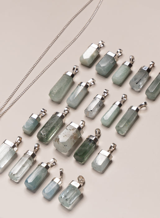 One of a Kind Genuine Aquamarine Pendant on 925 Sterling Silver Chain