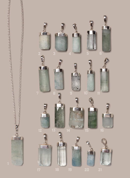 One of a Kind Genuine Aquamarine Pendant on 925 Sterling Silver Chain