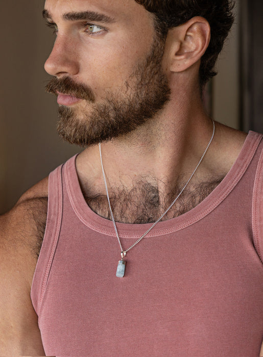 One of a Kind Genuine Aquamarine Pendant on 925 Sterling Silver Chain