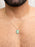 Green Turquoise and Topaz Pendant on 14k Gold Filled Curb Chain