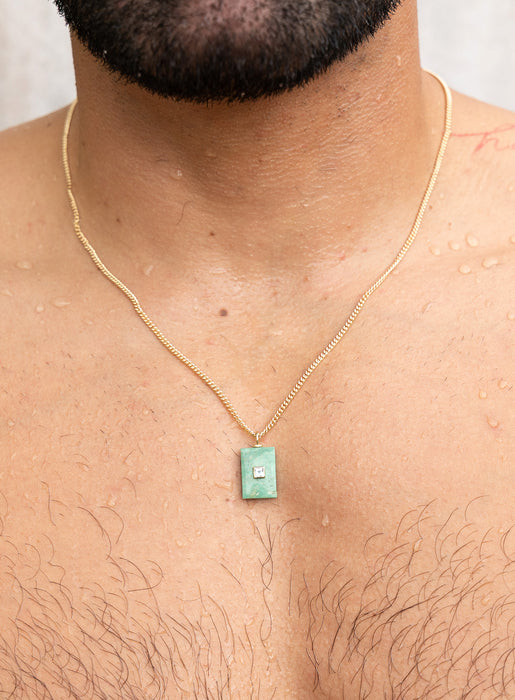 Green Turquoise and Topaz Pendant on 14k Gold Filled Curb Chain