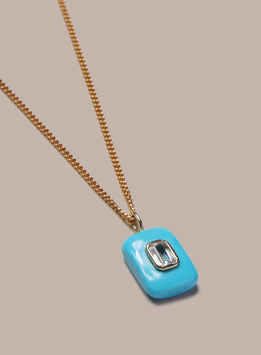 Turquoise Howlite and Topaz Pendant on 14k Gold Filled Curb Chain Necklace WE ARE ALL SMITH: Men's Jewelry & Clothing.