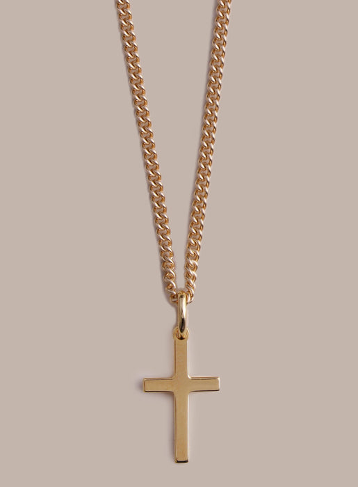 Small Vermeil Gold Cross Necklace for Men – 14k Vermeil Pendant, 14k Gold Filled Curb Chain, Unique Gifts for Birthdays, Boyfriend, Husband WE ARE ALL SMITH