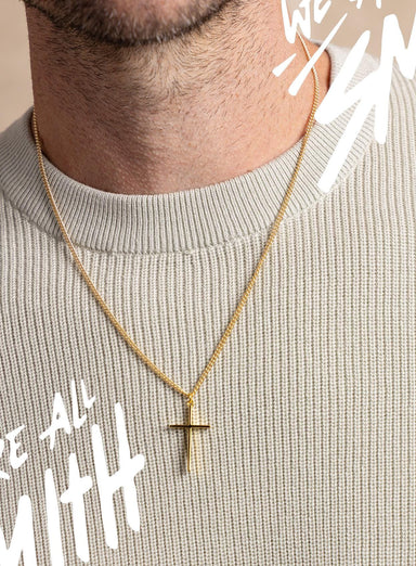 Minimalist Vermeil Gold Cross on 14k Gold Filled Curb Chain Necklace WE ARE ALL SMITH