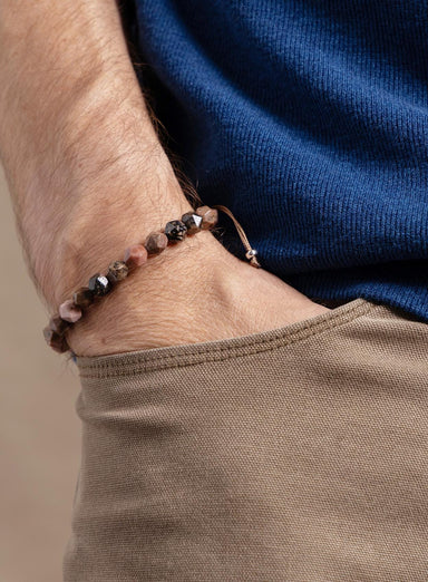 Men’s Rhodochrosite Geometric Beaded Bracelet WE ARE ALL SMITH