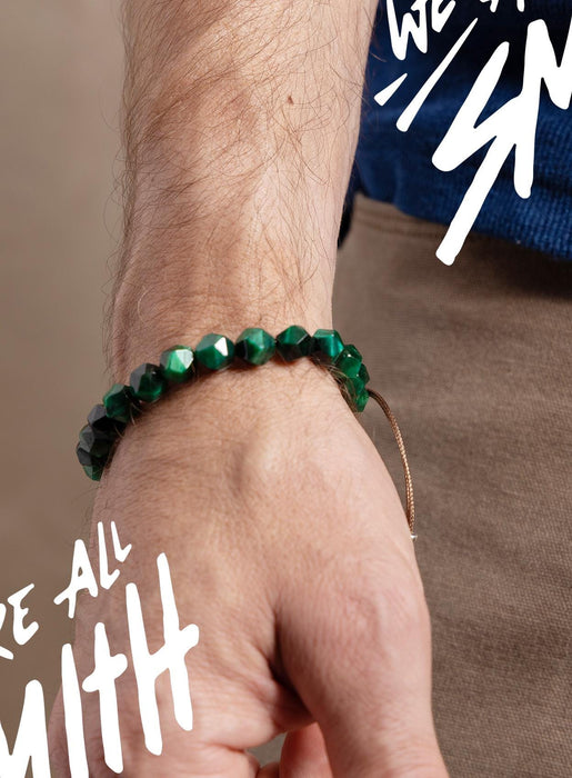 Green Tiger Eye and Sterling Silver Bead Bracelet for Men Bracelets WE ARE ALL SMITH