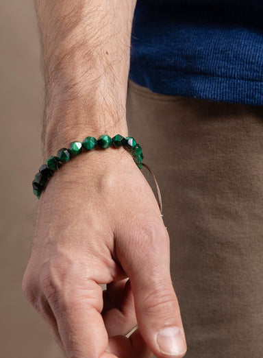 Green Tiger Eye and Sterling Silver Bead Bracelet for Men Bracelets WE ARE ALL SMITH