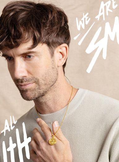 Vermeil Gold Compass Necklace - Black Moissanite Gem - 14k Gold Filled Box Chain - Gold Jewelry Gifts for men, boyfriend, son, graduation WE ARE ALL SMITH