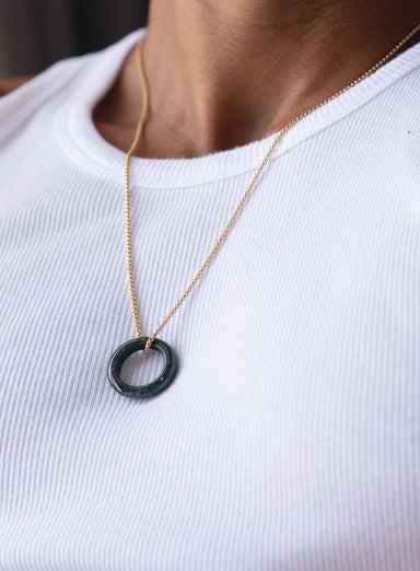 Jade Ring Pendant on 14K Gold Filled Round Box Chain Necklace Necklaces We Are All Smith