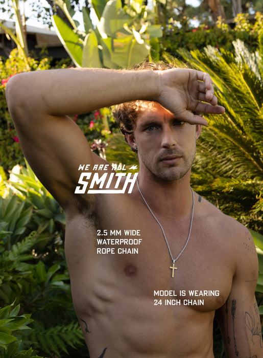 Waterproof Large Silver Cross Pendant Necklaces WE ARE ALL SMITH: Men's Jewelry & Clothing.   