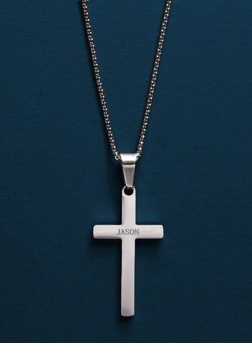 PERSONALIZED STAINLESS STEEL CROSS NECKLACE FOR MEN Jewelry We Are All Smith   