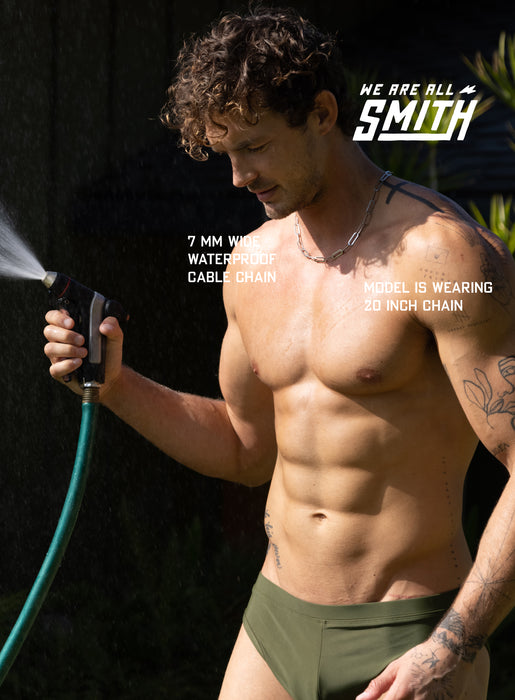 Waterproof Medium Clip Cable Chain Necklaces WE ARE ALL SMITH: Men's Jewelry & Clothing.   