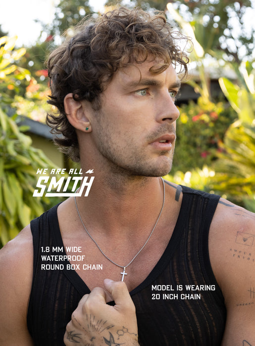 Waterproof Small Rounded Cross Necklace Necklaces WE ARE ALL SMITH: Men's Jewelry & Clothing.   