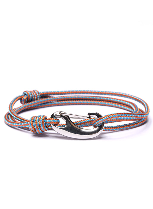 Orange + Blue Tactical Cord Bracelet for Men (Silver Clasp - 30S